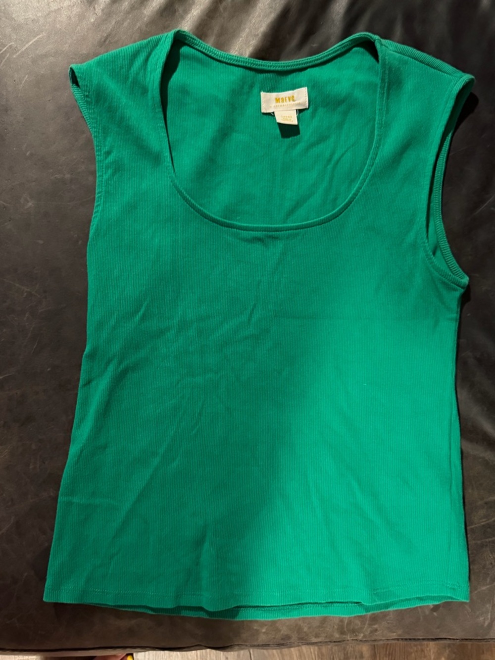 Anthropologie Green Ribbed Scoopneck Tank